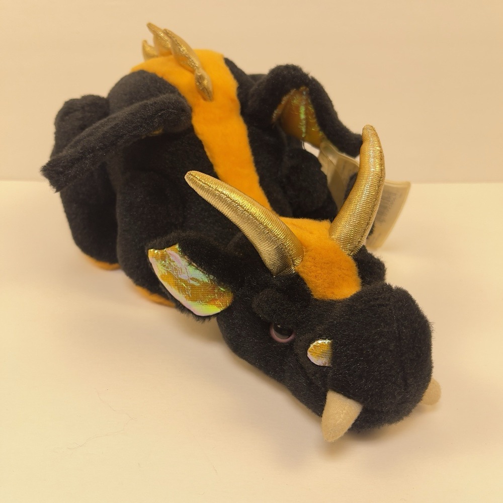 Ganz Webkinz LAVA DRAGON Black Orange Stuffed Plush HW043 Retired *Unknown Code*